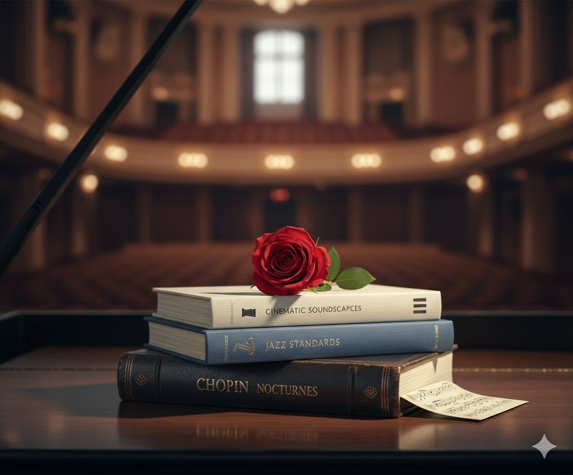 Extensive piano repertoire from Classical to Jazz - Available for concert bookings