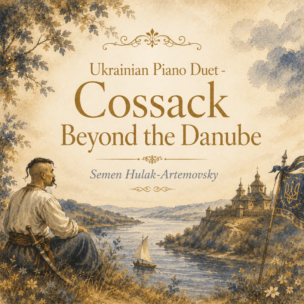 Ukrainian piano duet from the opera Cossack Beyond the Danube sheet music cover